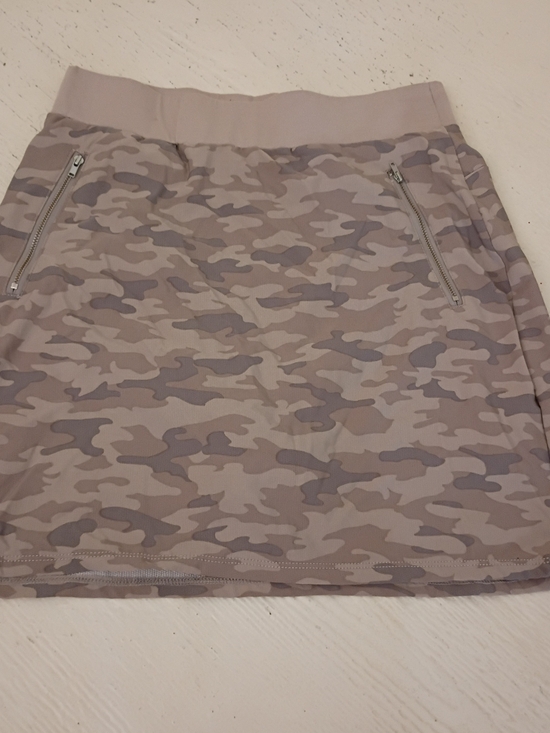 Violets and Roses Dresses & Skirts - Neutral Beige Camo Mini Skirt with Zip Pockets